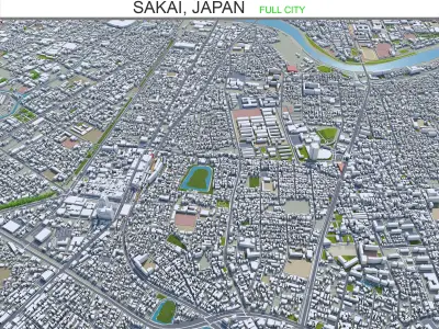 Sakai Japan 50km Low-poly 3D model