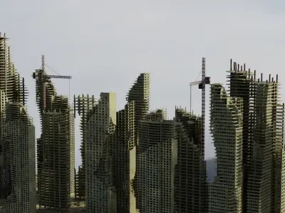 Ruined City Destroyed Cityscape 2 3D model