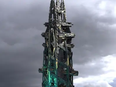 Planet side corporation tower spear  Low-poly 3D model