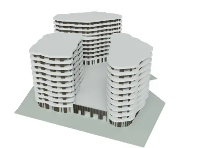 Apartment Building concept  Low-poly  3D model