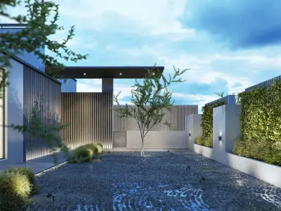 VRay - C4D Scene Files - Home exterior courtyard 3D model