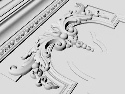 Carved decors door 3D model