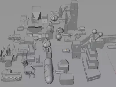 SciFi Military Set 58 Modular 3D Objects  Kit Blender Unity9 obj Low-poly 3D model