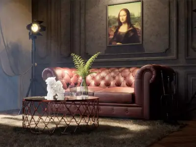 Interior Scene Showcases a Luxurious Living Room 3D model
