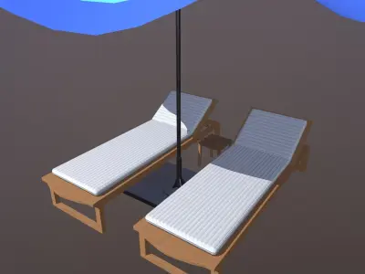 Beach Umbrella Low-poly 3D model