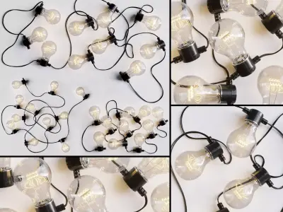 Garland and Bulb String 3D model 1 3D model