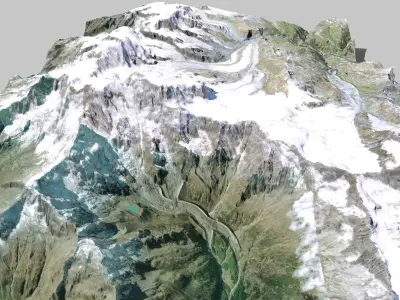 Mountain landscape Monte Rosa Gletscher Zermatt Switzerland 3D model