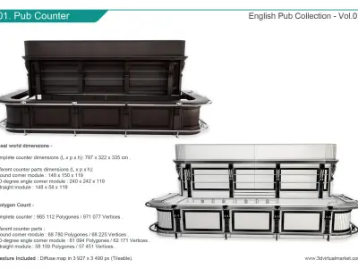 English Pub Furniture and Lighting Collection 3D model