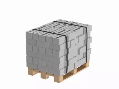 Bricks On Wooden Pallet 3D model