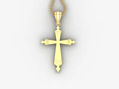 Light Gold 18K Cross Pendant 2CP084 3D print model