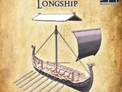 Viking Longship Tabletop Terrain 28 MM 3D print model