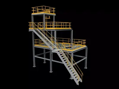 3d model Industrial mezzanine racks factory storage  3D model