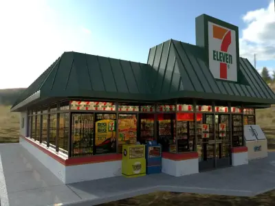 7-11 Convenience Store Exterior Model Low-poly 3D model