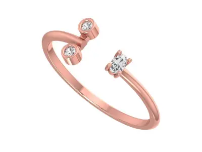 Three Stone Light Weight Band Ring 3D print model 3