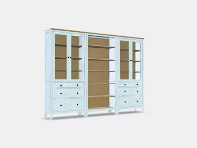 HEMNES Storage combination w doors-drawers Low-poly 3D model