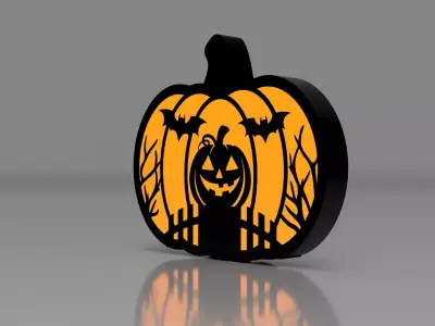 Pumpkin Silhouette Night Light STL 3D print model
