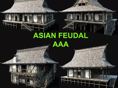 JAPAN CHINESE FEUDAL HOUSE DOJO HUT SAMURAI NINJA COLLECTION AAA 3D Model Pack