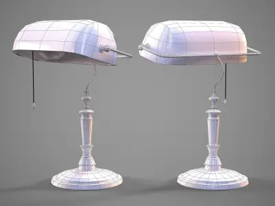 Bankers Antique Desk Lamp - PBR Game Ready Free low-poly 3D model