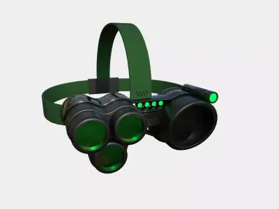 SciFi Glasses J02 Black Green - Character Design Fashion Low-poly 3D model