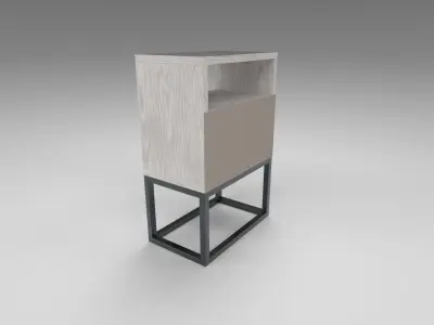 Modern bedside table light brown Low-poly 3D model