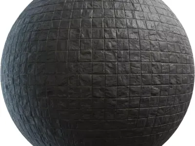 Dark Slate Cobblestone Squares PBR Texture Texture