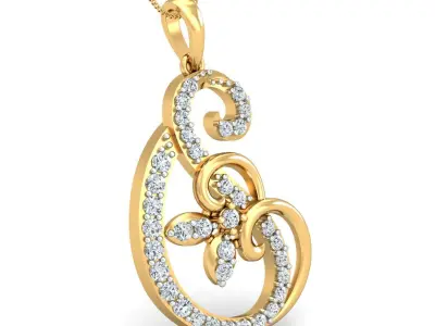 Yellow gold diamond pendent-P3 PS-07 3D print model