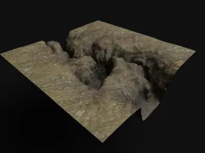 Largest And Lightest 3D Terrains  5 Km  3-1 Miles Low-poly 3D model