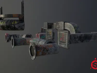 Cyberpunk Air Ducts Pack Low-poly 3D model