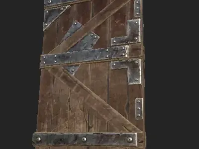 Wooden Door Low-poly 3D model 17
