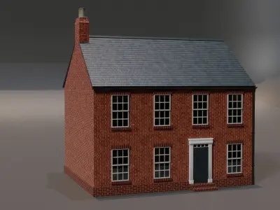 British brick house Low-poly 3D model