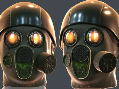 Gas mask helmet 3d model scifi Low-poly  Low-poly 3D model