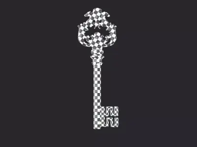 Skeleton key with horses Low-poly 3D model