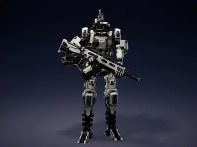 Etasphera32 lego robot holding gun Low-poly 3D model