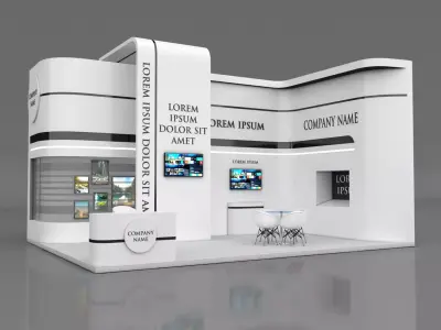 Booth Exhibition Stand Stall 8x6m Height 500 cm 2 Side Open 3D model