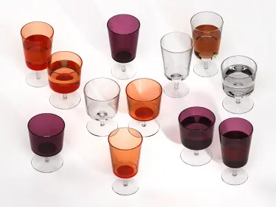 Aurora Water and Wine Glasses 3D model