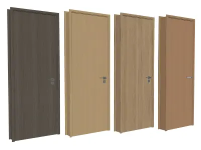 door Modern Wooden Interior Door with Furniture architectural 3D model