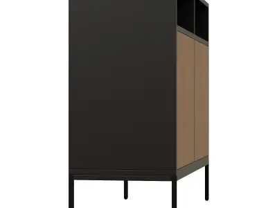 Two-door Black and Walnut Wooden Buffet Low-poly 3D model