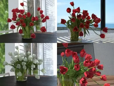 T 01 tulips in vase 3D model