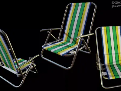 Traditional brazilian Beach Chair Low-poly 3D model