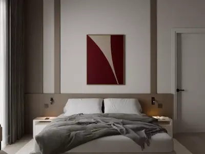 Modern bedroom Low-poly 3D model