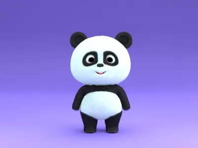 Stylized cartoon panda bear 3D model