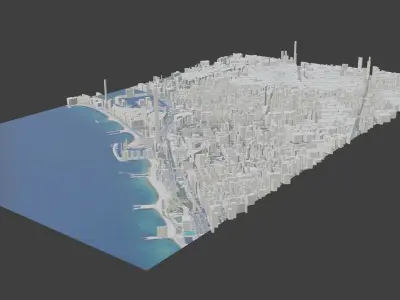 Barcelona City Low-poly 3D model
