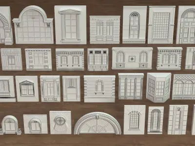 Building Facade Collection 4 - 34 pieces 3D model