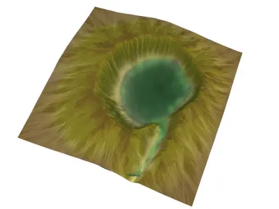 Volcanic Lake Terrain terrain Low-poly 3D model