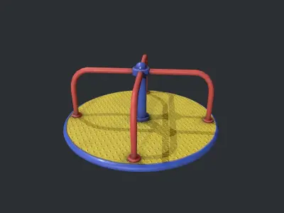 Playground Roundabout - Yellow Low-poly 3D model