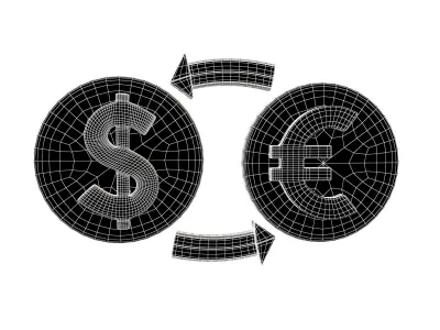 Currency Exchange Dollar To Euro Icon v1 003 Low-poly 3D model