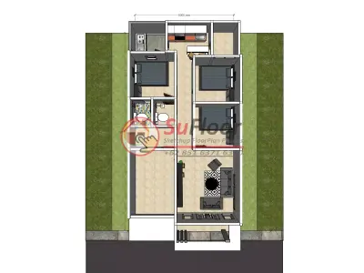 House 6x12m code 561 - Sketchup 3D model 3D model 3D model