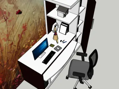 Modern Computer Table 3D Model  SketchUp Format 3D model