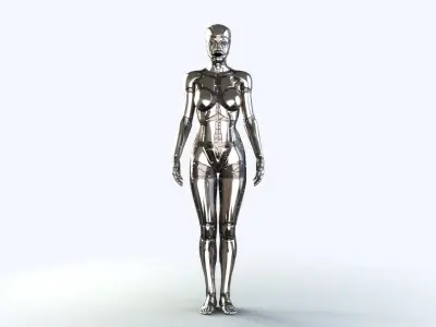 Sci-Fi Metal Woman PBR Rigged  3D model