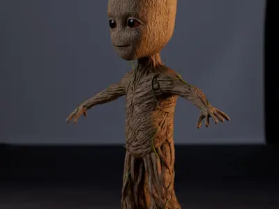 Baby Groot - Realistic and Rigged Low-poly 3D model